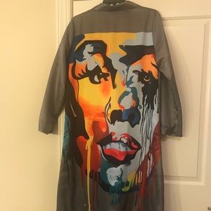 Trench Coat with Graphic Design